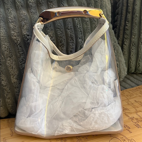 A New Day Clear Mini Slouchy Seashell 🐚 Embellished Handbag Mini Tote Bag - Picture 5 of 17